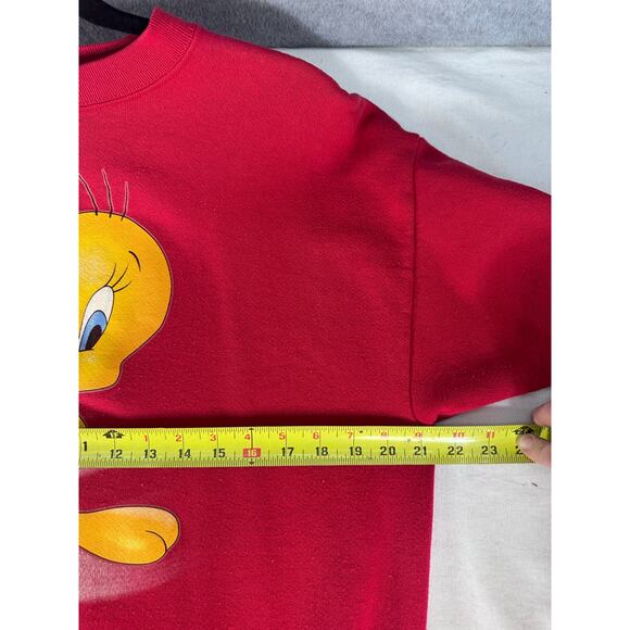 VTG Looney Tunes sz L Red Tweety Bird Pullover Sweatshirt Crewneck 90s Y2K - Picture 4 of 9
